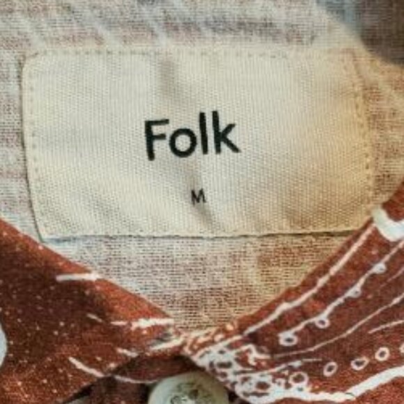 FOLK Clothing Men’s Linen Blend Hawaiian Camp Shirt - MEDIUM - Retail $155 - Picture 3 of 6